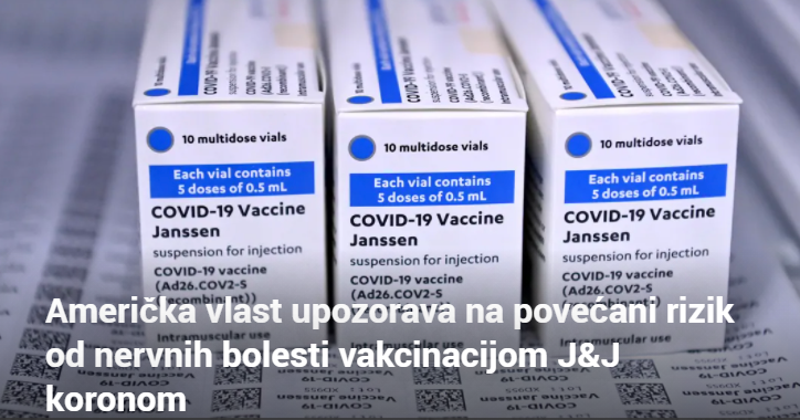 Američka vlast upozorava na povećani rizik od nervnih bolesti vakcinacijom J&J koronom